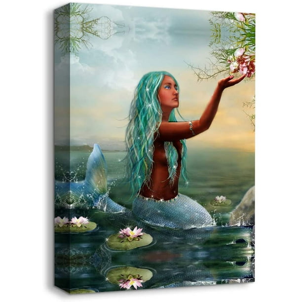 12"x18"Mermaid Bubbles Blue Home Decor HD Canvas Print Picture Wall Art Painting 12"x18"Mermaid Bubbles Blue Home Decor HD Canvas Print Picture Wall Art Painting